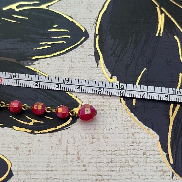 Vintage West Germany Lucite Pink Roses and Aurora Borealis Bead Necklace B3 - Picture 10 of 10